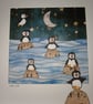 Quirky art original art cute puffins and beautiful moonlit sea statement picture - Image 2