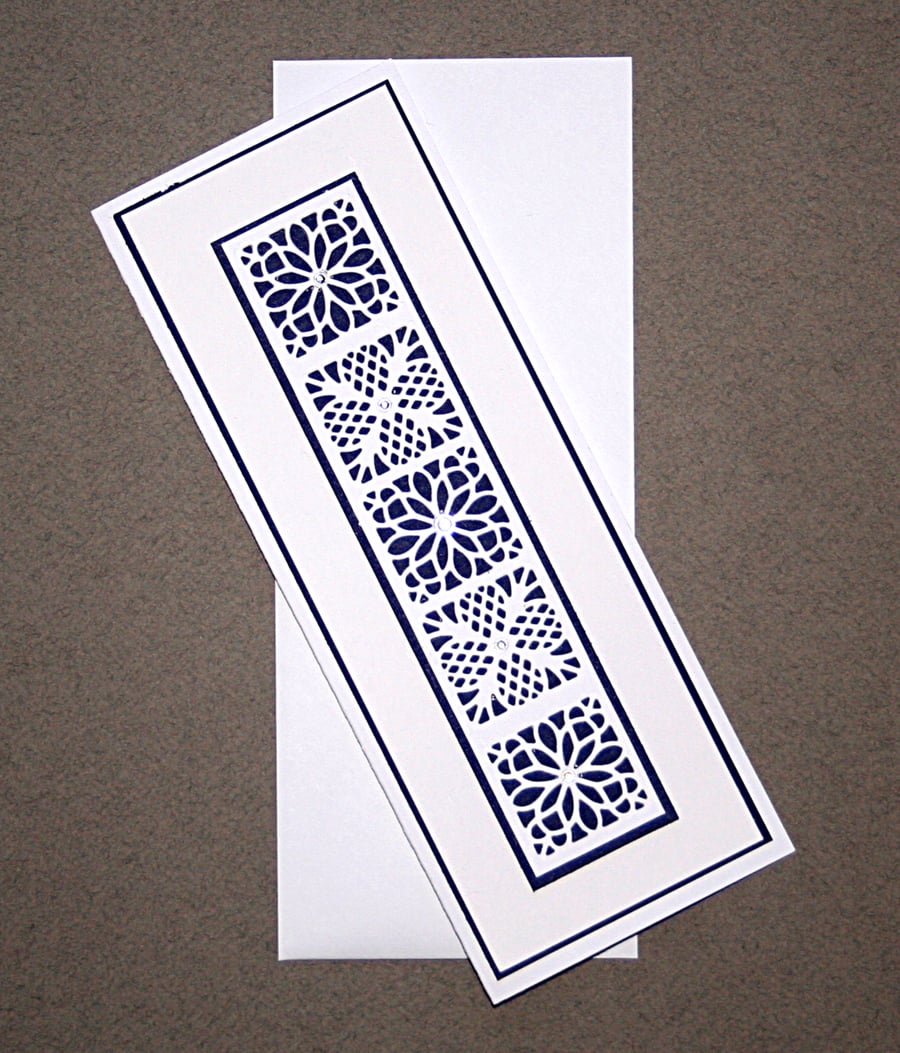 Blue Lattice - Handcrafted (blank) Card - dr15-0003