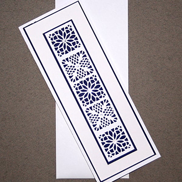 Blue Lattice - Handcrafted (blank) Card - dr15-0003