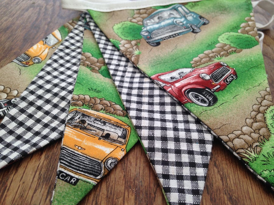 Bunting, Vintage British Mini Classic Car , Retro for Man Cave, Workshop, Rally