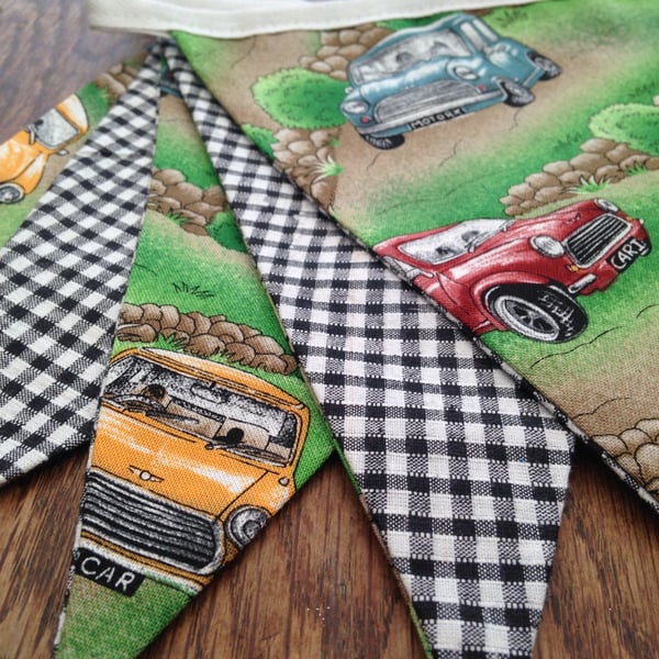 Bunting, Vintage British Mini Classic Car , Retro for Man Cave, Workshop, Rally