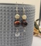Sterling Silver Red Tiger's Eye And Calcite Beaded Earrings With Spiral Charms - Image 3
