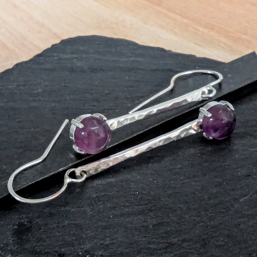 HANDMADE Recycled Sterling Silver Handmade Fluorite Drop Earrings