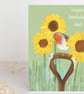Dad birthday card robin and sunflowers