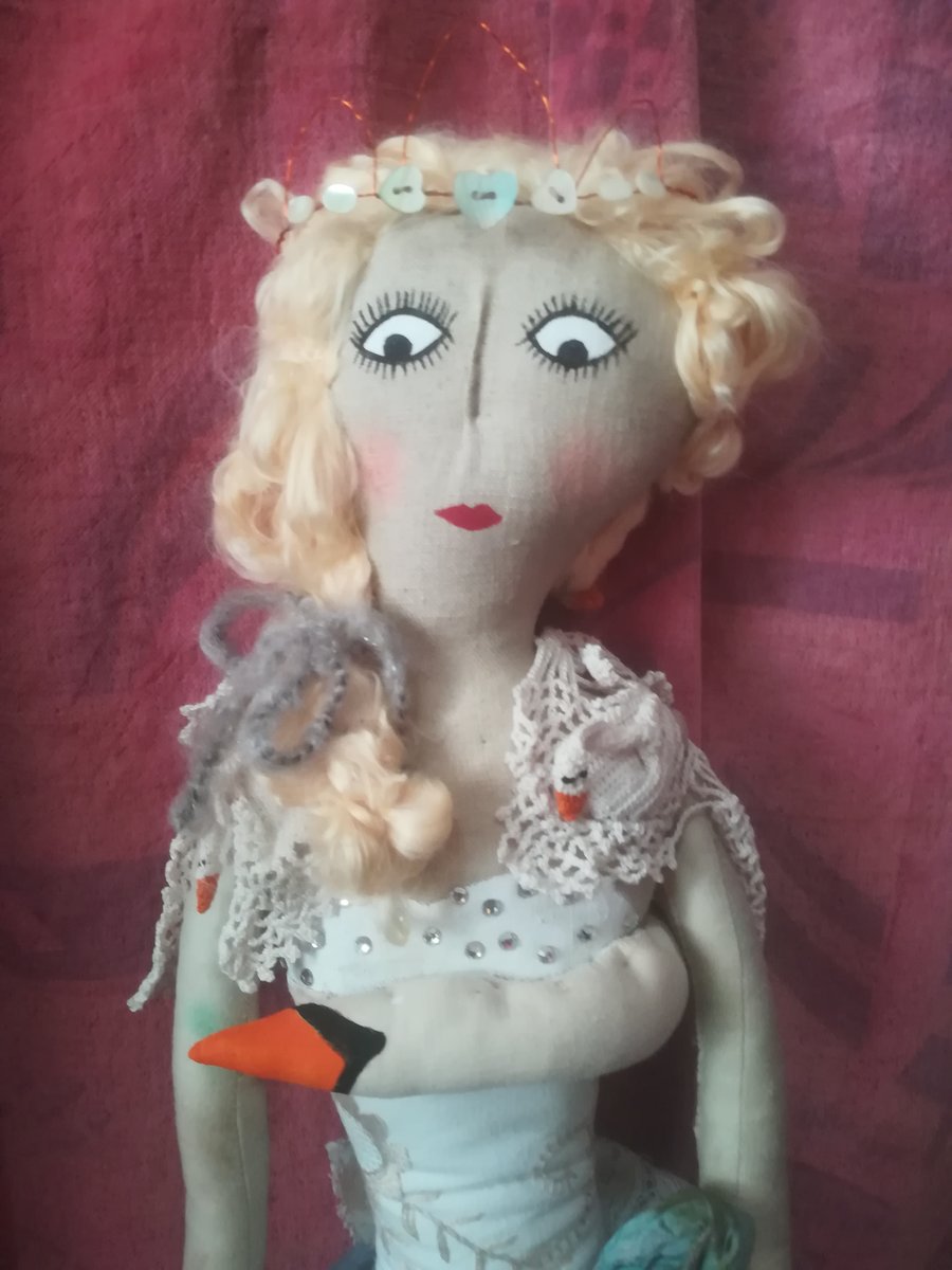 Swan themed art doll,OOAK Collectable art doll,heirloom doll circus doll