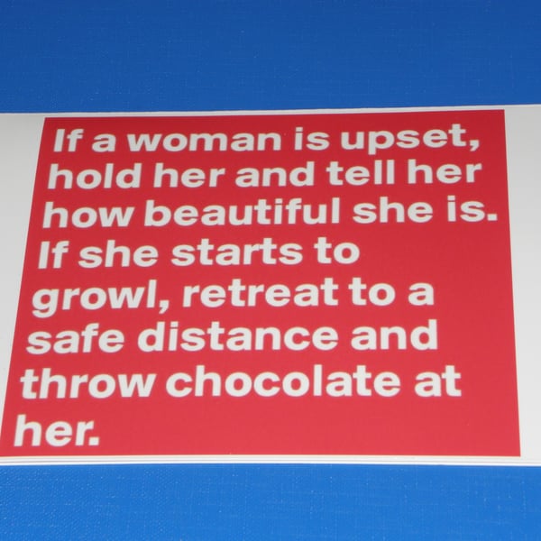 If A Woman Is Upset Throw Chocolate at Her Card blank greeting card