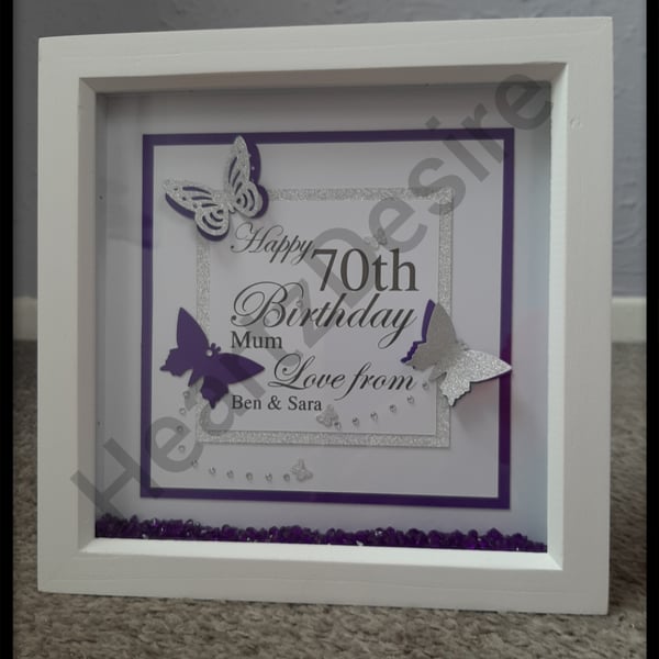 Personalised Box Frame, 70th Birthday Gift, Personalised 70th Box Frame