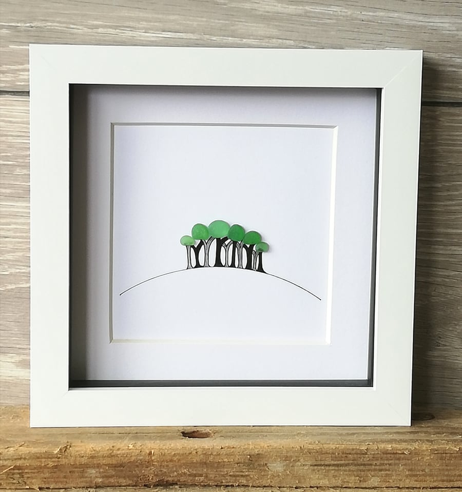 Small framed seaglass Nearly there trees