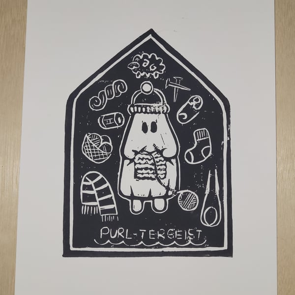 Purl-tergeist Ghost A4 Lino Print 