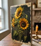 Vibrant Sunflower Botanical Rustic Pine Wood Wall Art - Photo Transfer