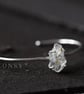 Sterling Silver Dandelion Herkimer Resin Diamond Bangle - Image 4
