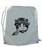 Steampunk Cat Rucksack Bag Linocut Hand Printed Cream  - Image 2
