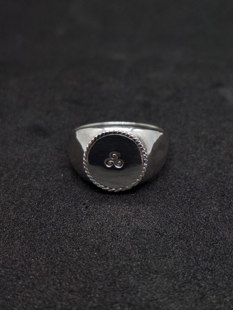 Triskelion Celtic Silver Signet Ring
