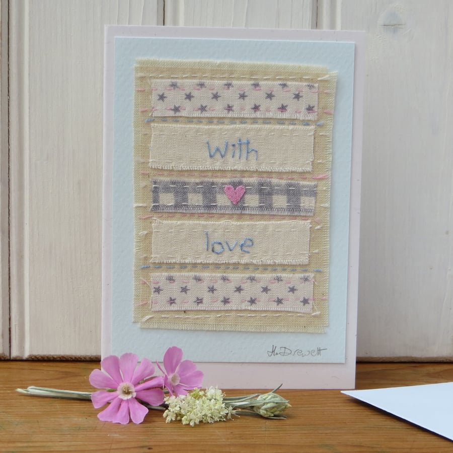 Hand stitched card to send your love to someone special