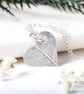 Recycled Silver Heart  Pendant With Leaf Pattern - Image 4