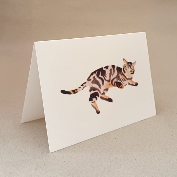 Tabby Cat hand handmade card of a cat called Seamus