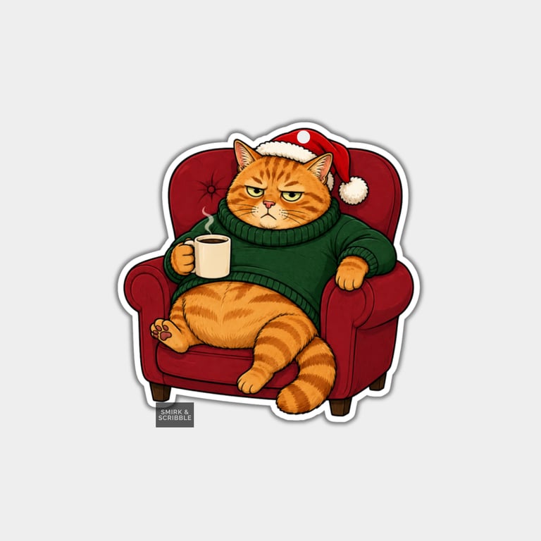 Unique Funny Christmas Gift Tags For Adults, 6pk - Armchair Cat