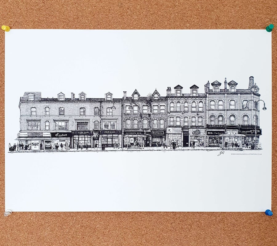 New Briggate - Drawing - Leeds Poster