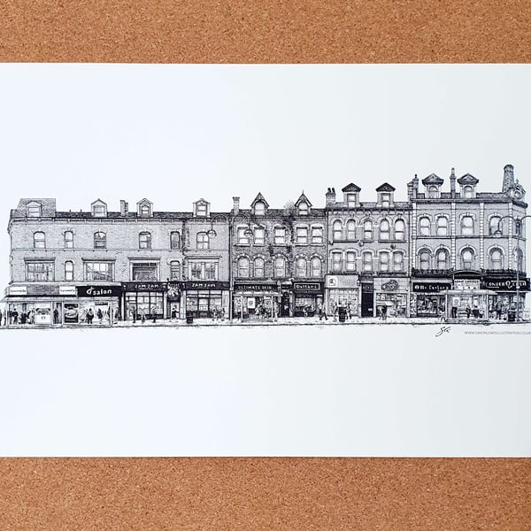 New Briggate - Drawing - Leeds Poster