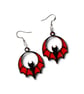 Red and Black Bat Earrings – 3D-Printed Gothic Vampire Silver Earrings