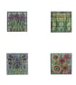 Stained Glass Style Garden Flower Glass Coaster Set