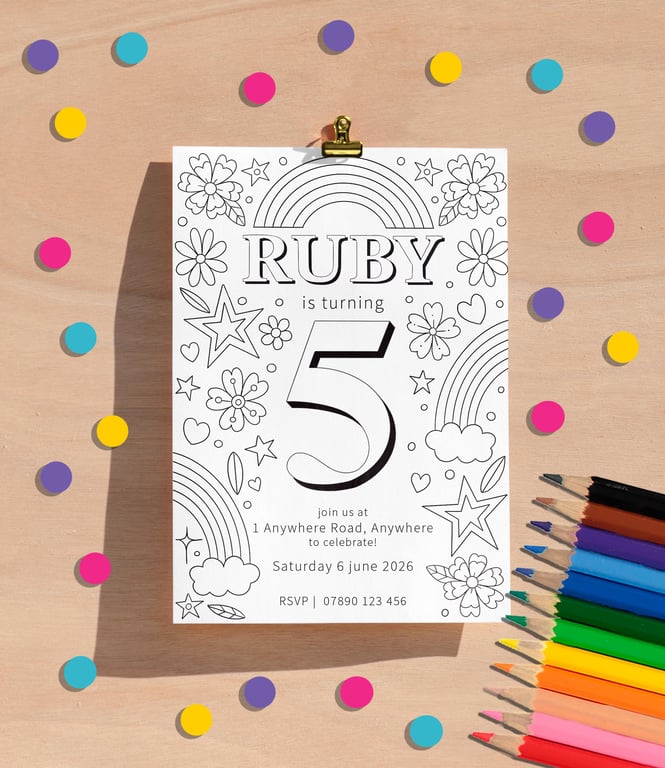 Personalised Kids Colouring Party Invitations (Digital File)