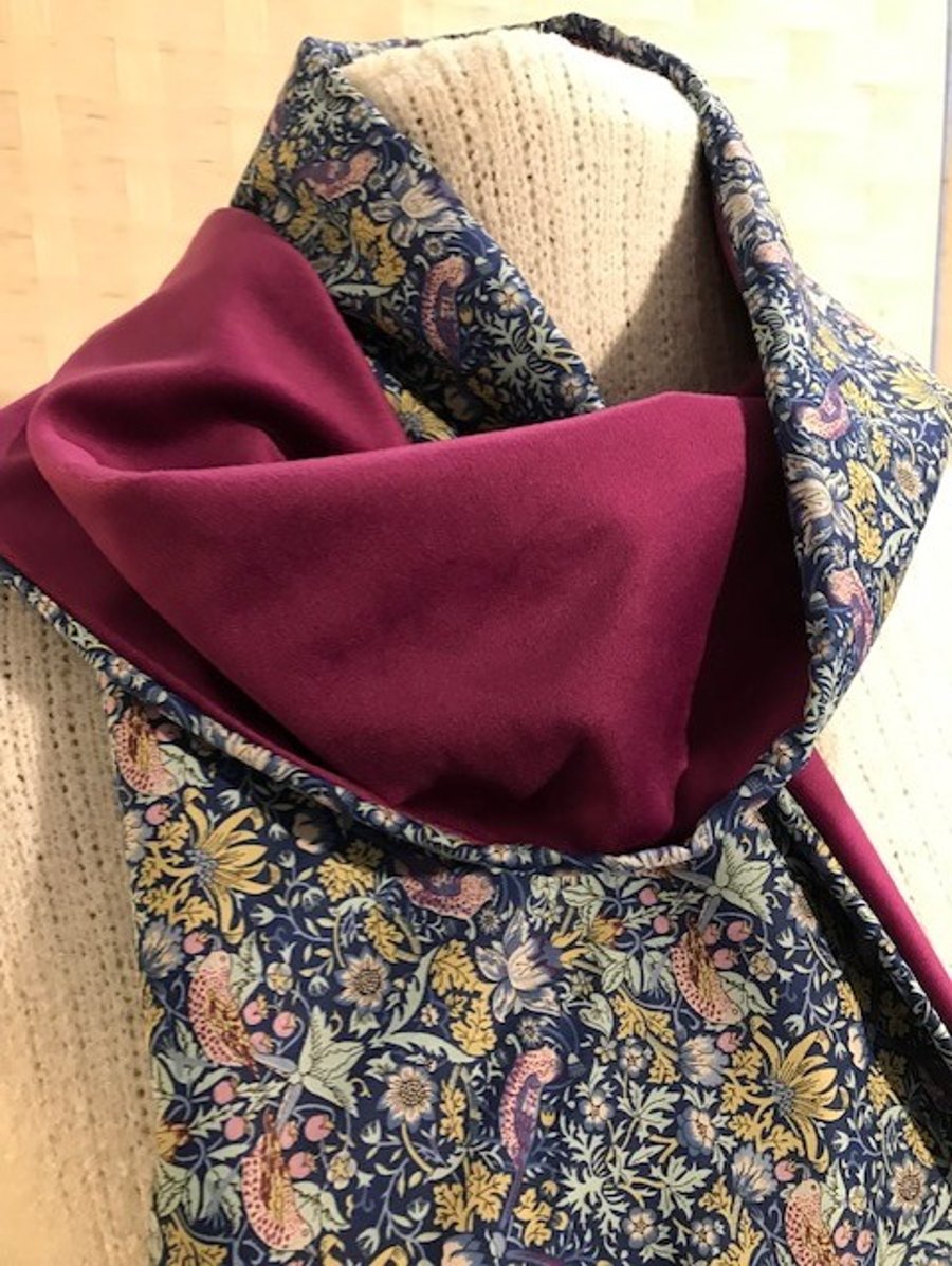 Liberty of London Print Long Scarf.Cotton Tana Lawn and Velvet  