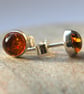Amber and Sterling Silver Stud Earrings  - Image 2