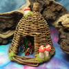 Willow Gnome-Home with magical toadstools OOAK Sculpt Ann Galvin Gnome Village