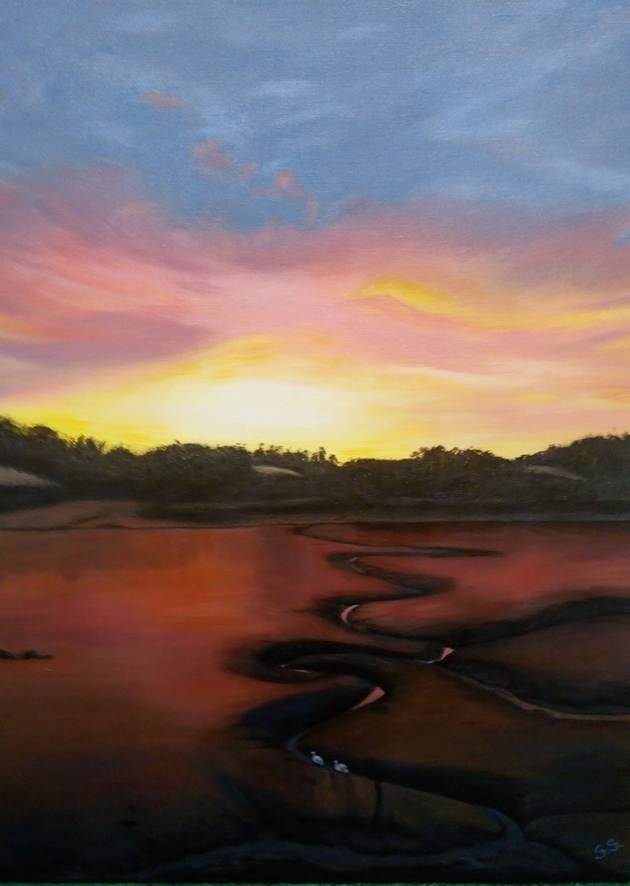 Saltash Morning acrylic painting on canvas 45cm x 60cm