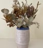 Blue and white stoneware clay vase