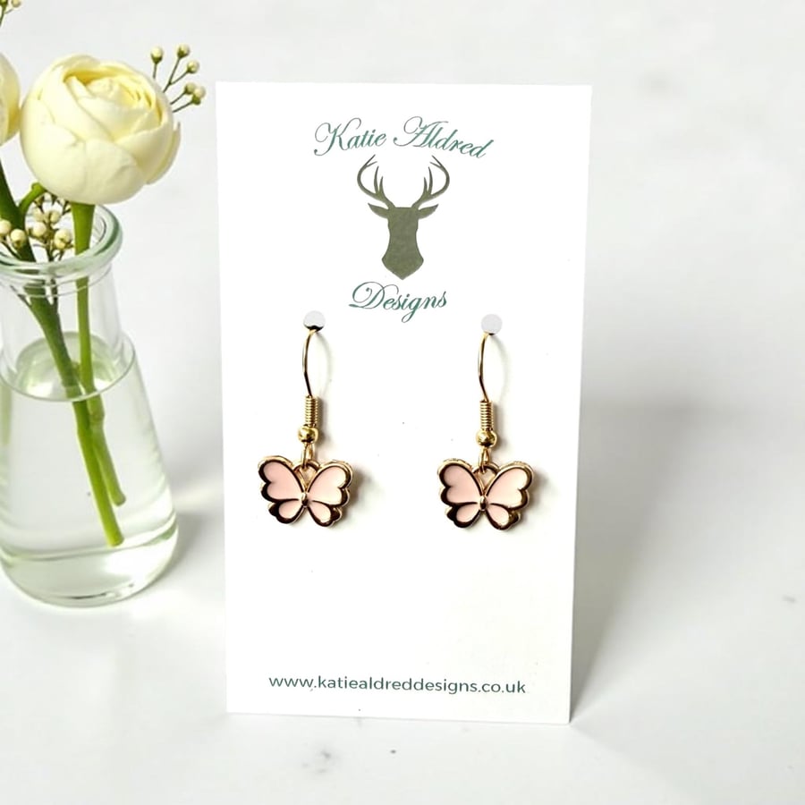 Charm Earrings - Pale Pink Butterfly