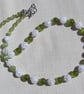 Crackled Clear Quartz & Green Peridot Gemstone Statement Beaded Necklace - Image 5