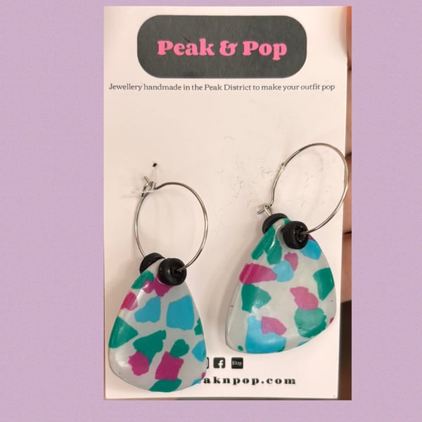 Terrazzo Confetti Hoop Earrings - Colourful Handmade Dangles - LAST CHANCE!