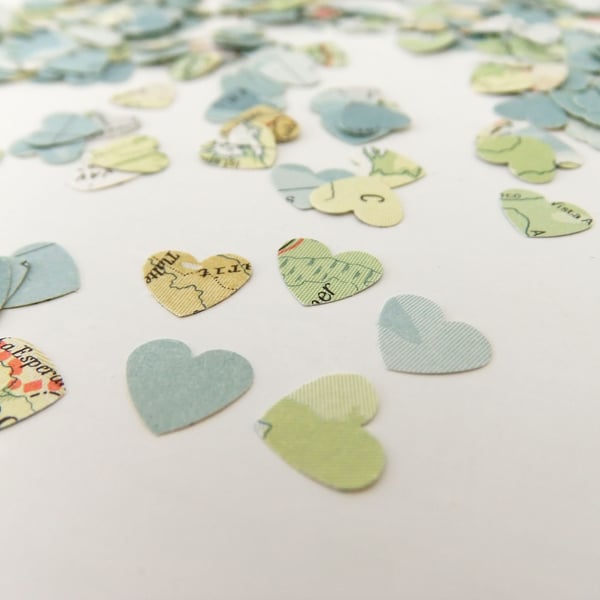 Map Confetti - 200 hearts - Folksy