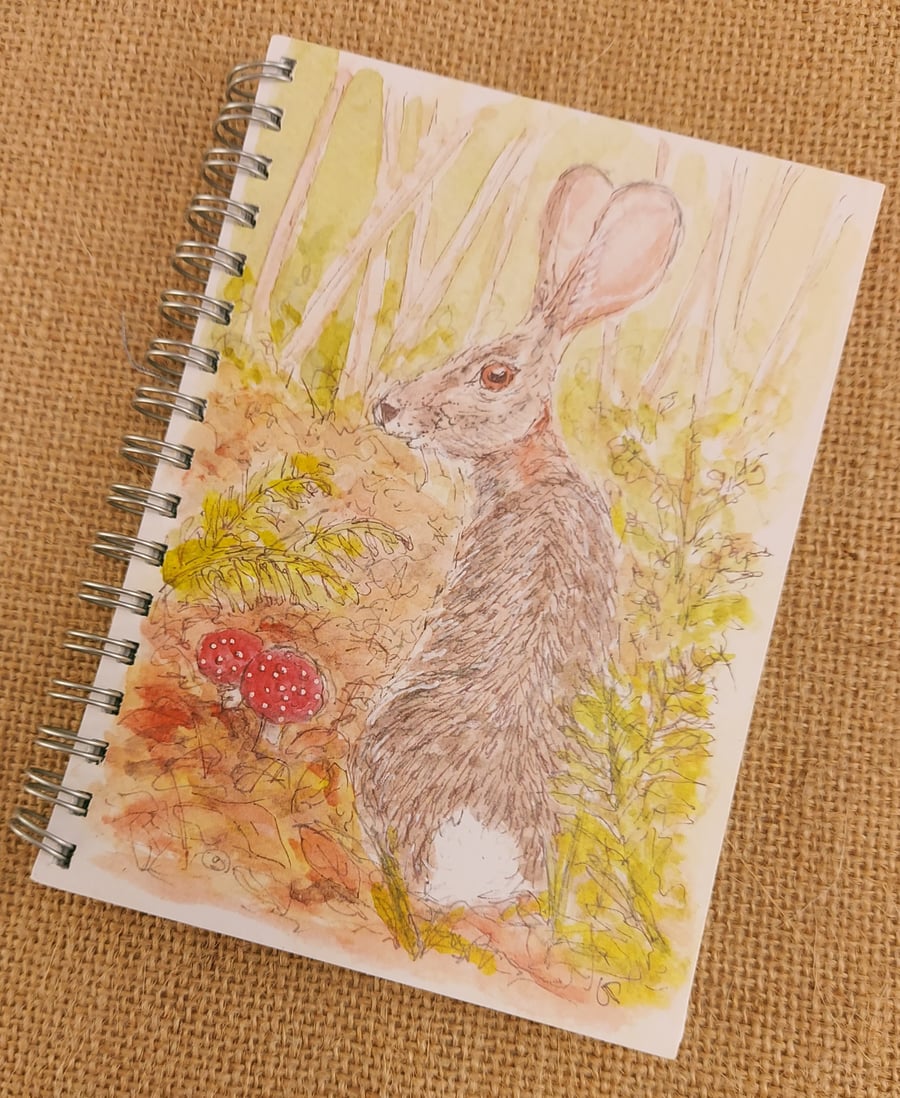 Spiral Bound A6 Notebook - Hare in the woods