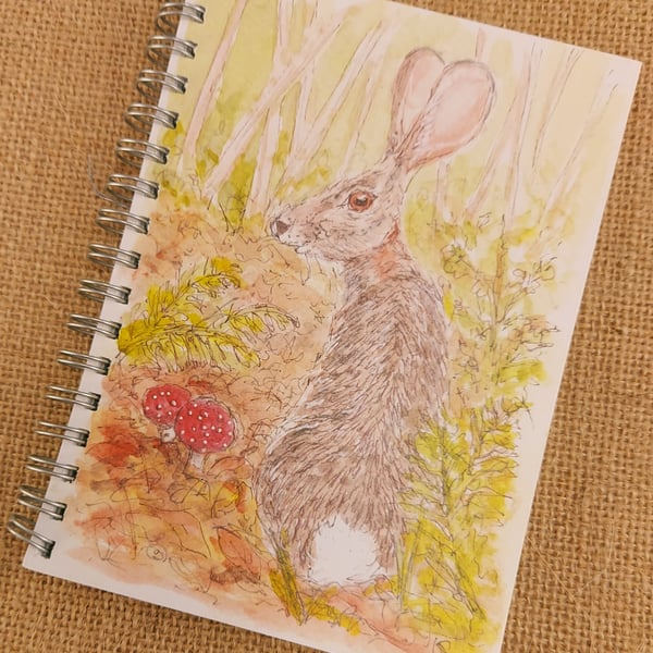 Spiral Bound A6 Notebook - Hare in the woods