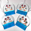 Seagulls snow globe fused glass Christmas decoration