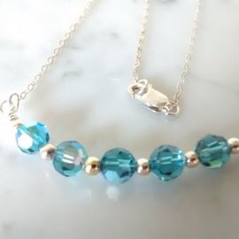 SALE - HALF PRICE - INDICOLITE SWAROVSKI CRYSTAL AB NECKLACE - FREE UK SHIPPING 