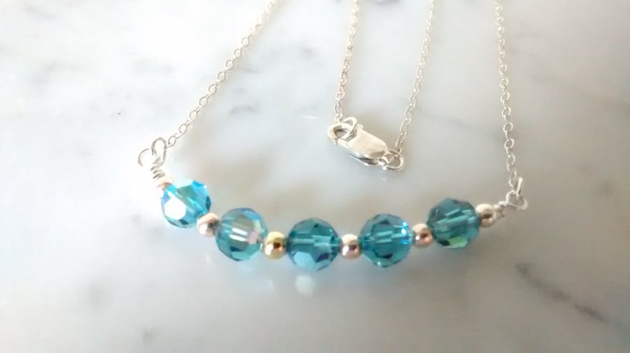 SALE - HALF PRICE - INDICOLITE SWAROVSKI CRYSTAL AB NECKLACE - FREE UK SHIPPING 