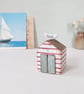 Hand Painted Wooden Beach Hut with Seagull 