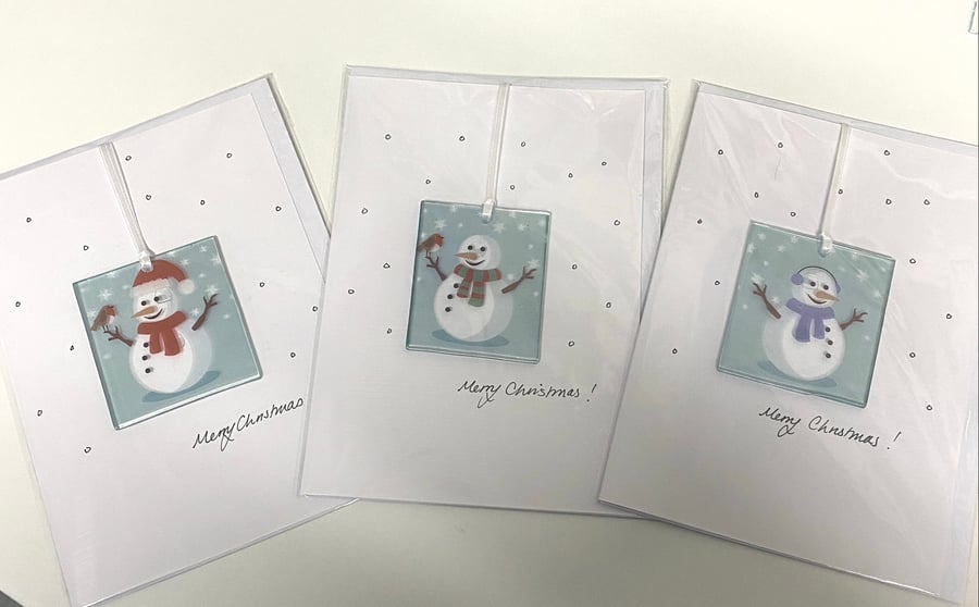 Fused glass keepsake Christmas cards