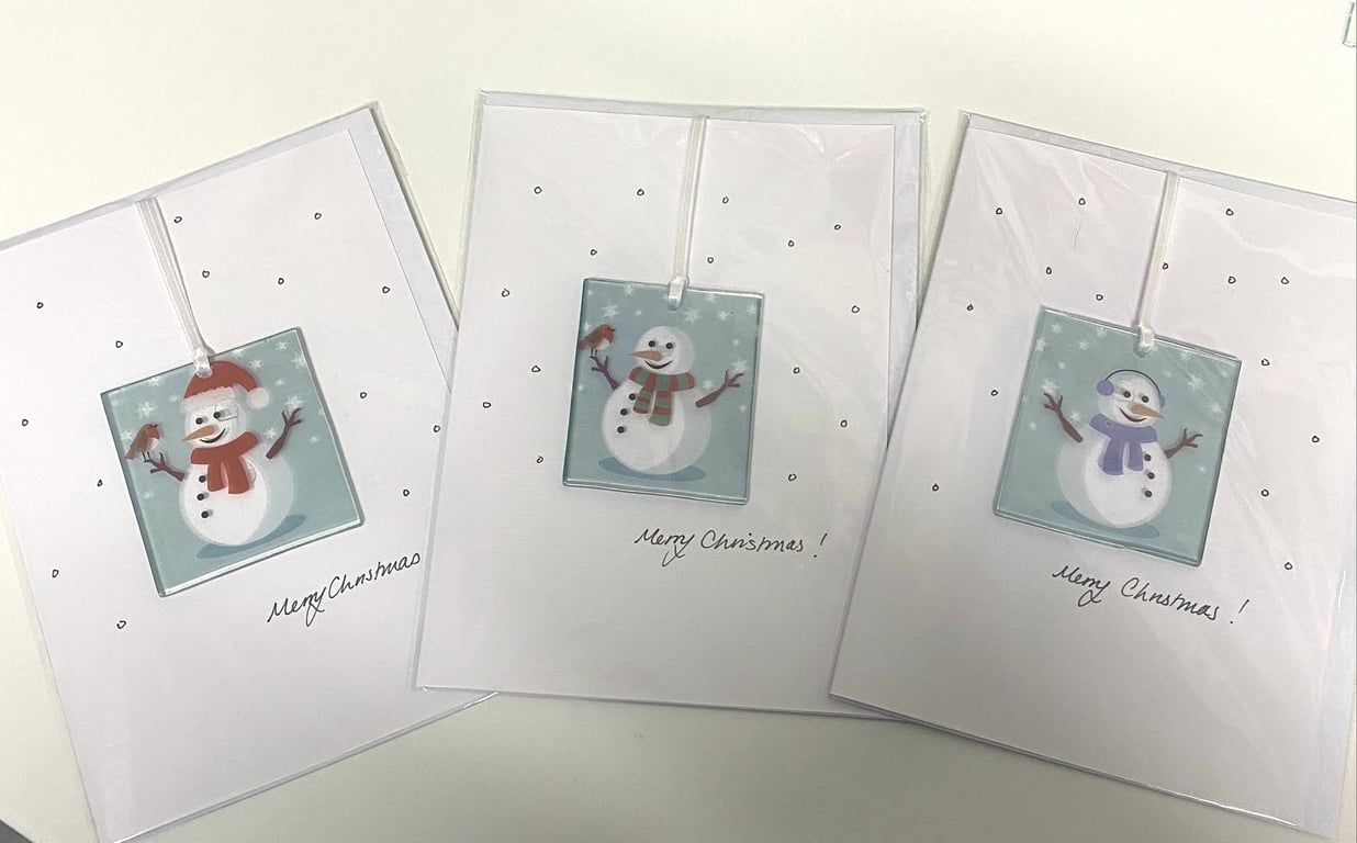 Fused glass keepsake Christmas cards