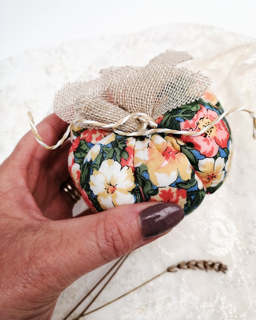 Liberty Floral Fabric Pumpkin Decoration