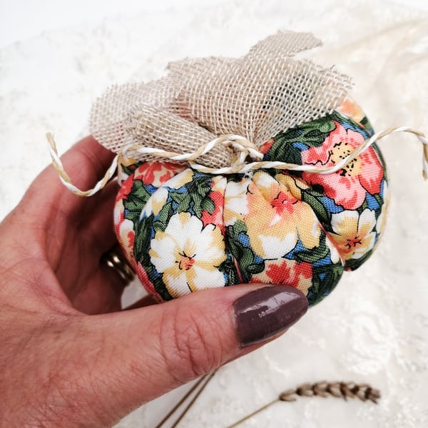 Liberty Floral Fabric Pumpkin Decoration