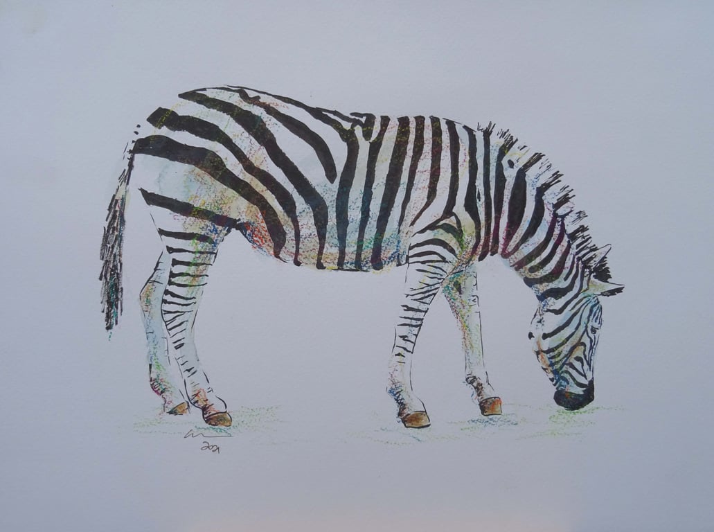 Zebra Original Art Animal Painting OOAK