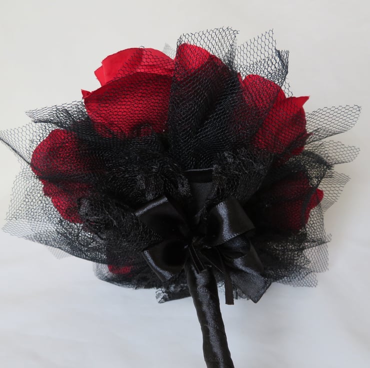 Red Rose & Black Tulle Lace Vintage Gothic ... - Folksy