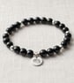 Black Tourmaline Crystal Bracelet, Protection, Personalised Engraved Gift