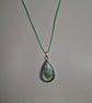 Gold and Green Teardrop Style Hand Made Resin Crafted Pendant 