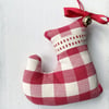 CHRISTMAS DECORATIONS -  red checks - heart, tree, star, elf stocking